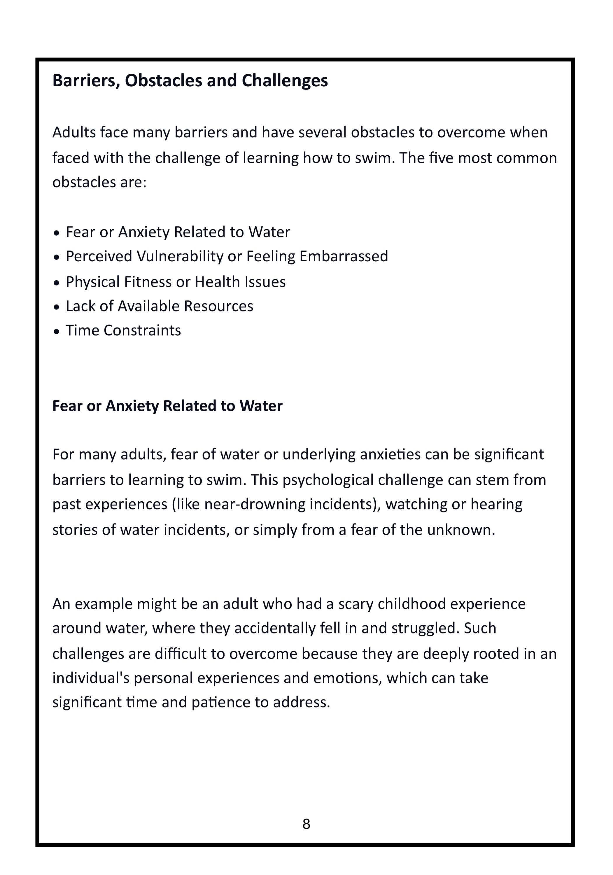 teaching adults swimming